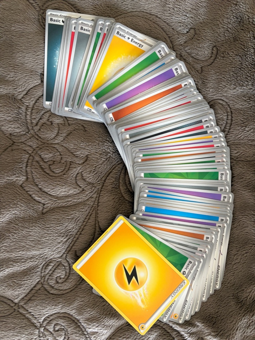 Pokemon Energy Cards - Yellow, Green, Purple, Orange, Blue, Red, Black